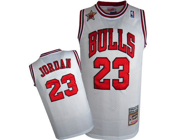 Bulls 23 Michael Jordan White Mesh Hardwood Classics Jersey