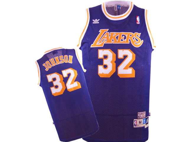 Lakers 32 Magic Johnson Purple Hardwood Classics Jersey