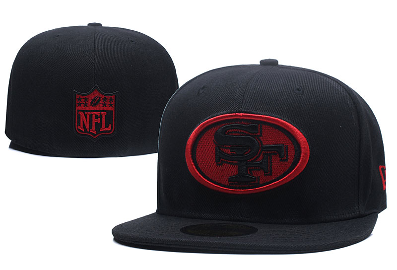 49ers Fresh Logo Black Fitted Hat LX
