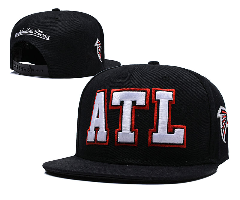 Falcons Team Big Logo Black Mitchell & Ness Adjustable Hat LH