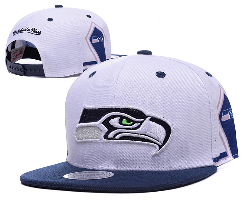 Seahawks Team Logo White Mitchell & Ness Adjustable Hat LH