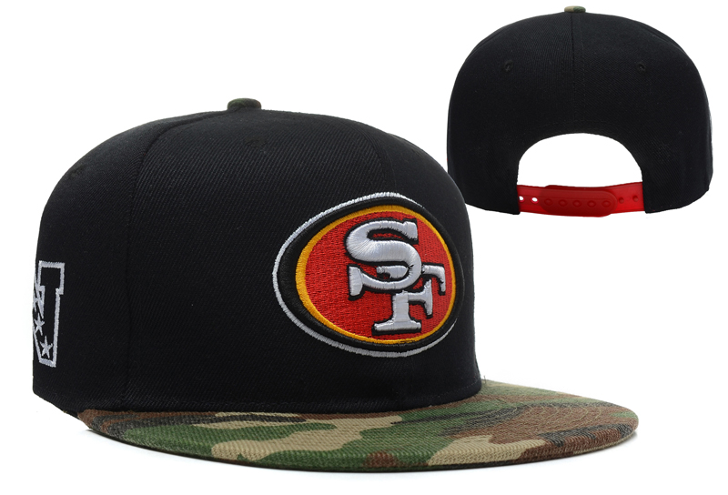 49ers Team Logo Black Camo Adjustable Hat LX