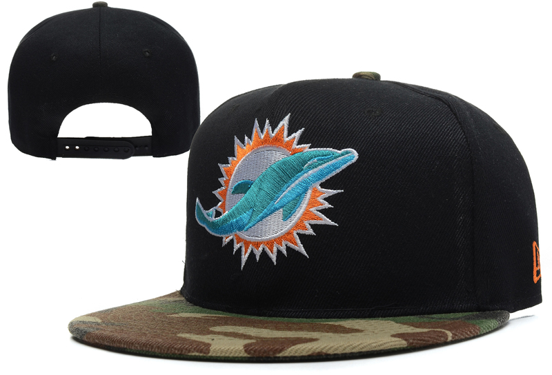 Dolphins Team Logo Black Camo Adjustable Hat LX