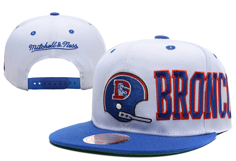 Broncos Team Logo White Mitchell & Ness Adjustable Hat LX