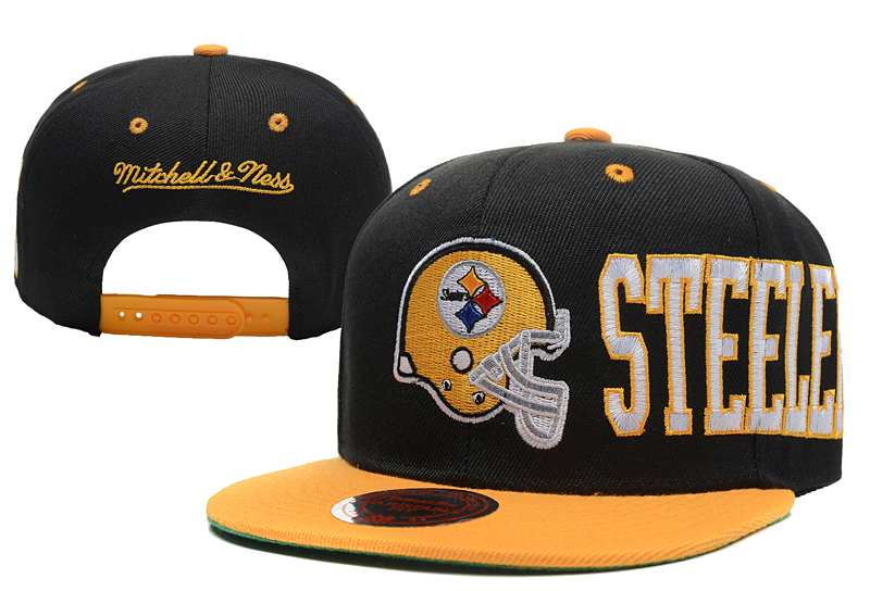 Steelers Team Logo Black Mitchell & Ness Adjustable Hat LX