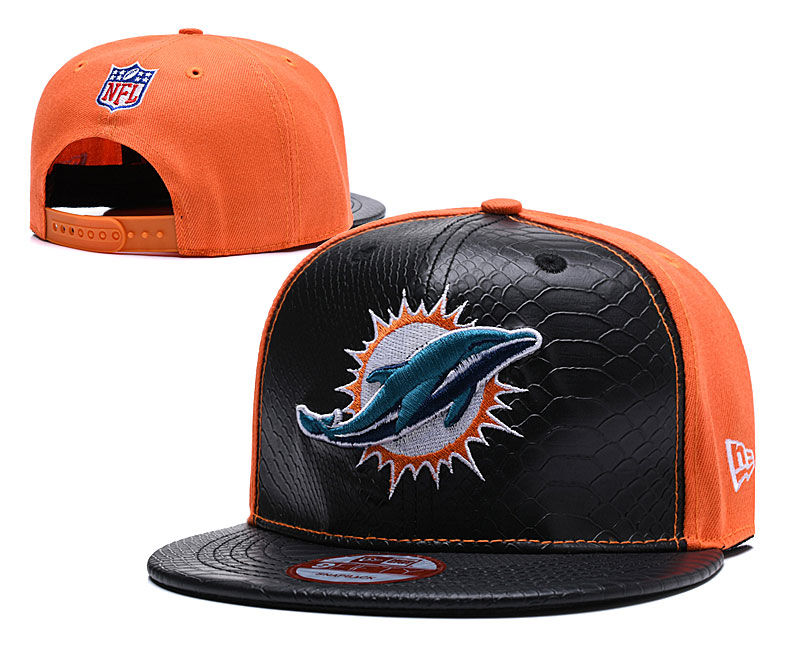 Dolphins Team Logo Orange Black Adjustable Hat TX