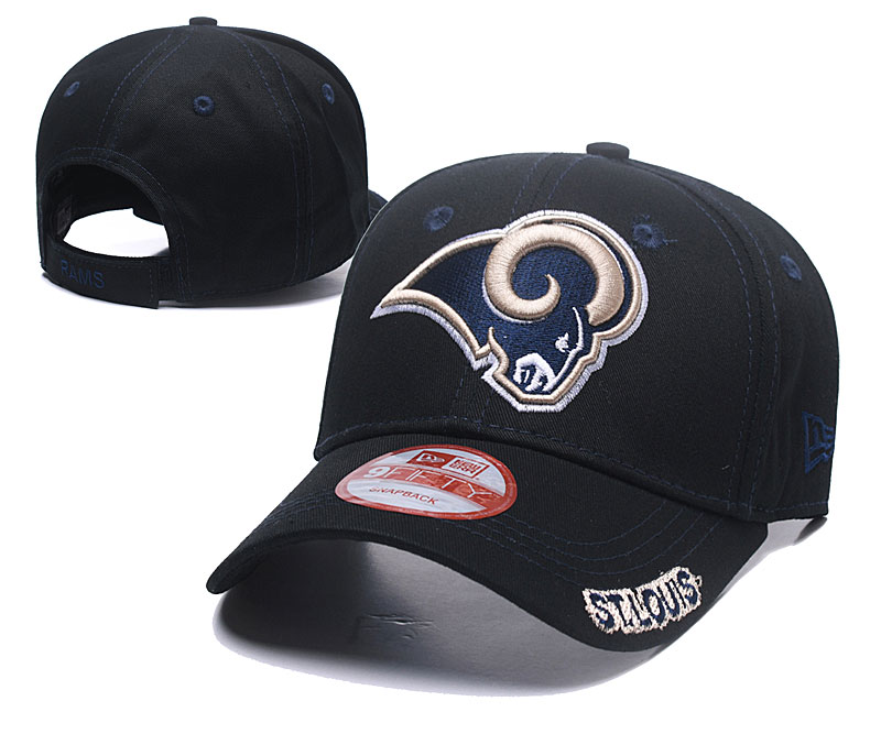 Rams Team Logo Black Peaked Adjustable Hat TX