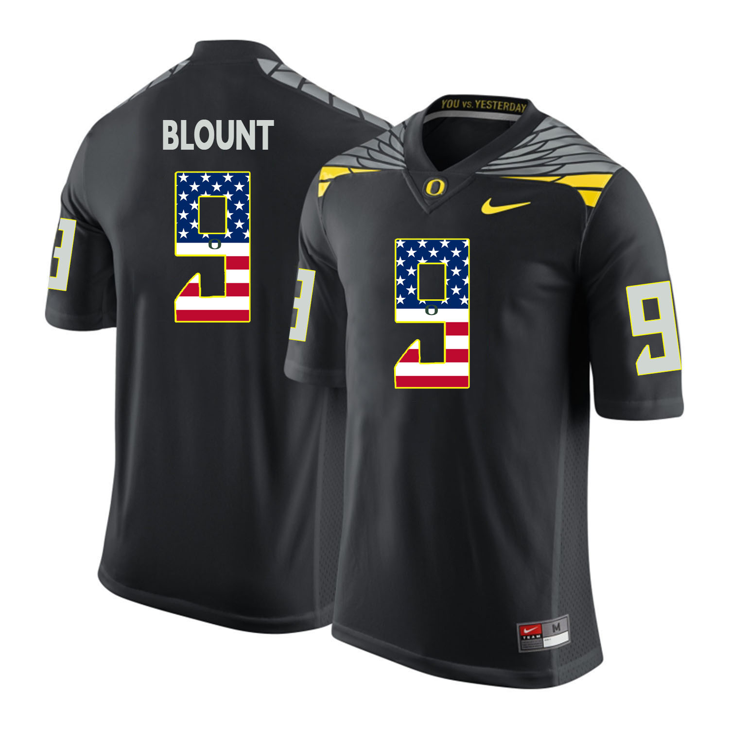 Oregon Ducks 9 LeGarrette Blount Black USA Flag College Football Jersey