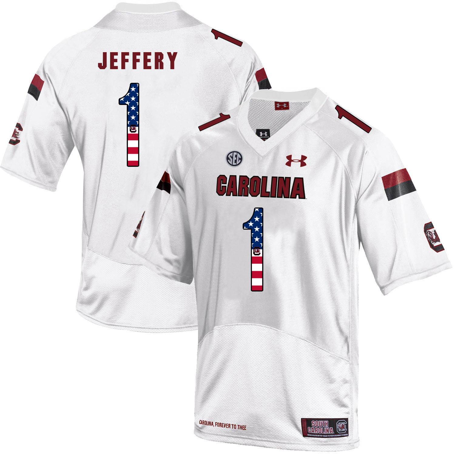South Carolina Gamecocks 1 Alshon Jeffery White USA Flag College Football Jersey