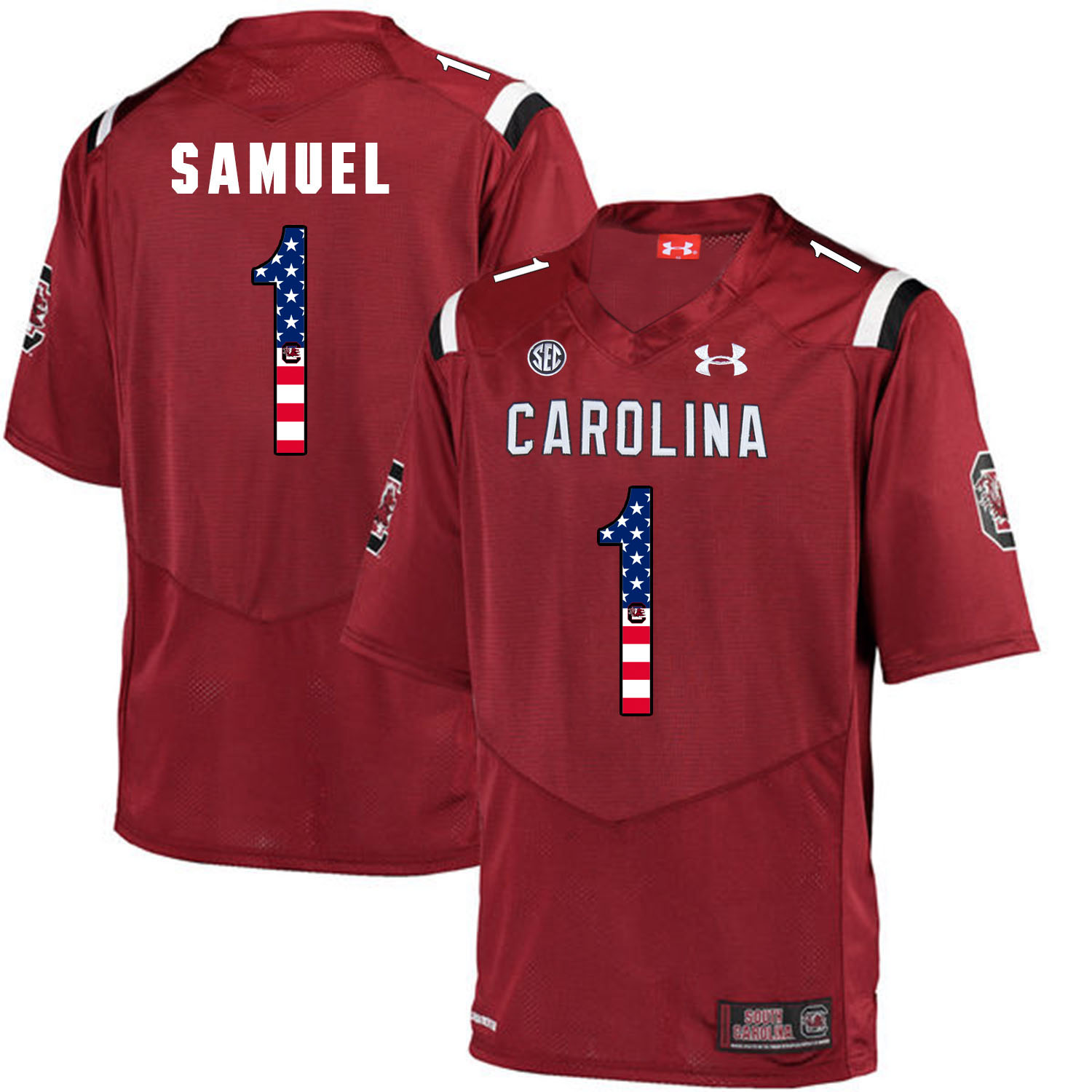 South Carolina Gamecocks 1 Deebo Samuel Red USA Flag College Football Jersey