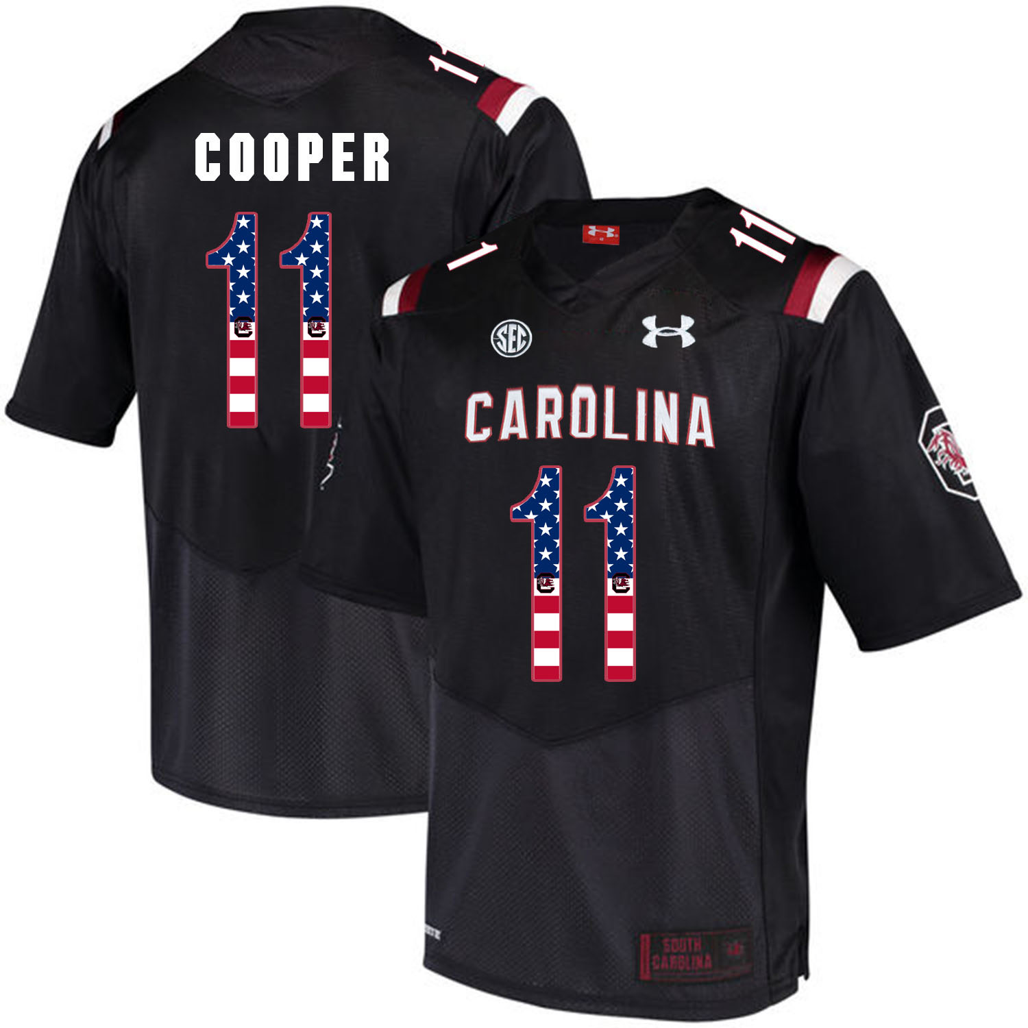 South Carolina Gamecocks 11 Pharoh Cooper Black USA Flag College Football Jersey