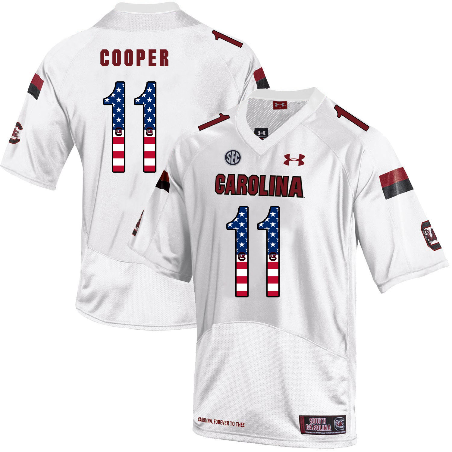 South Carolina Gamecocks 11 Pharoh Cooper White USA Flag College Football Jersey