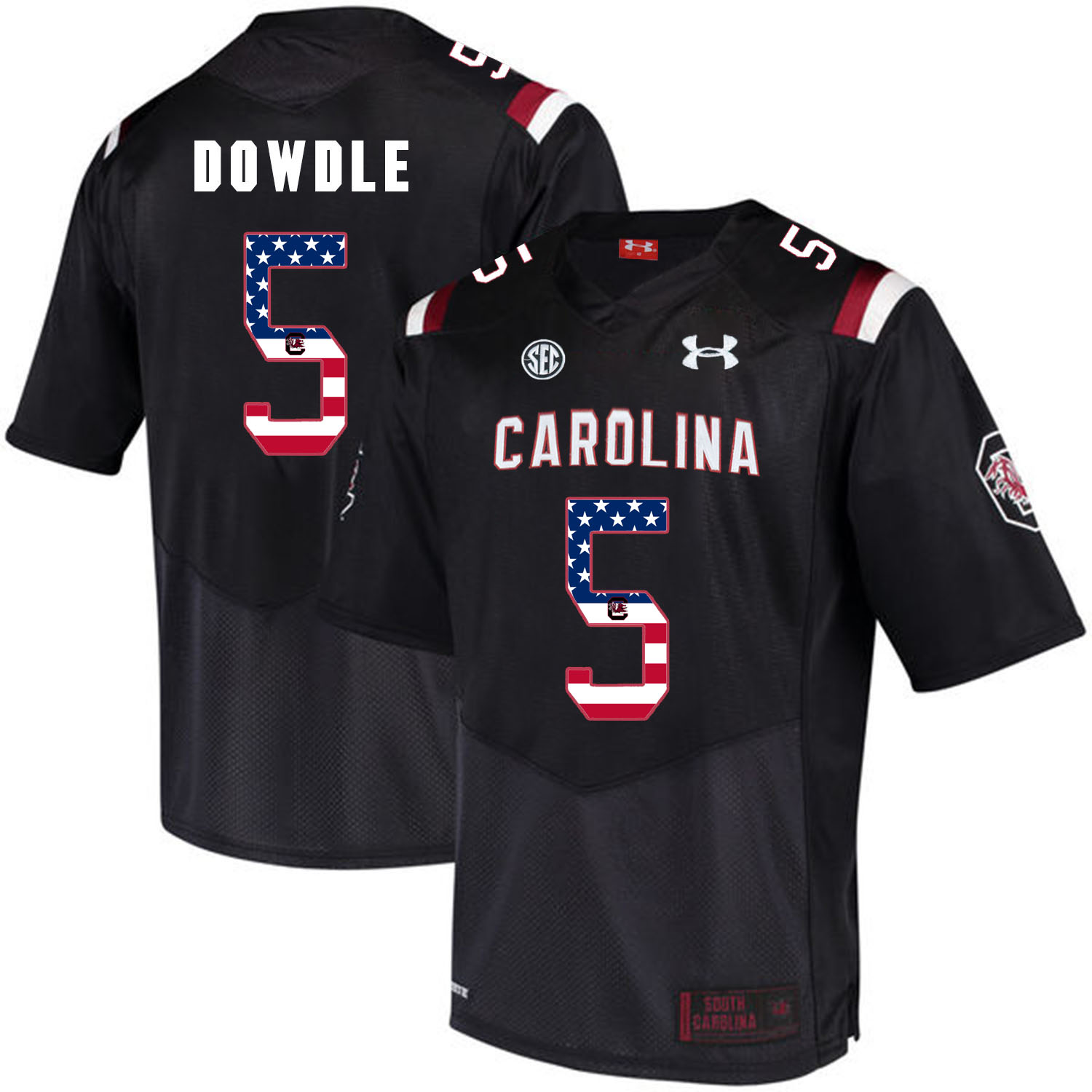 South Carolina Gamecocks 5 Rico Dowdle Black USA Flag College Football Jersey