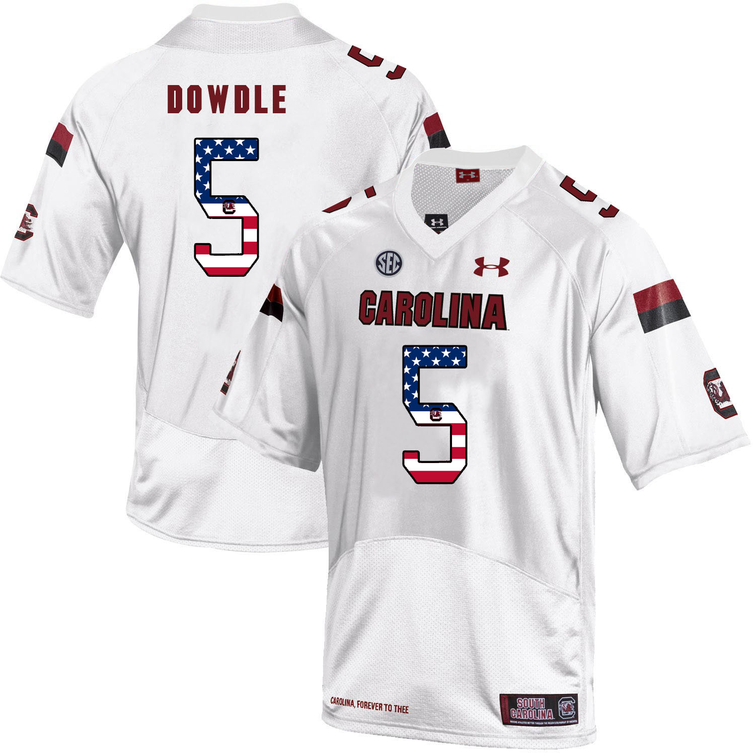 South Carolina Gamecocks 5 Rico Dowdle White USA Flag College Football Jersey