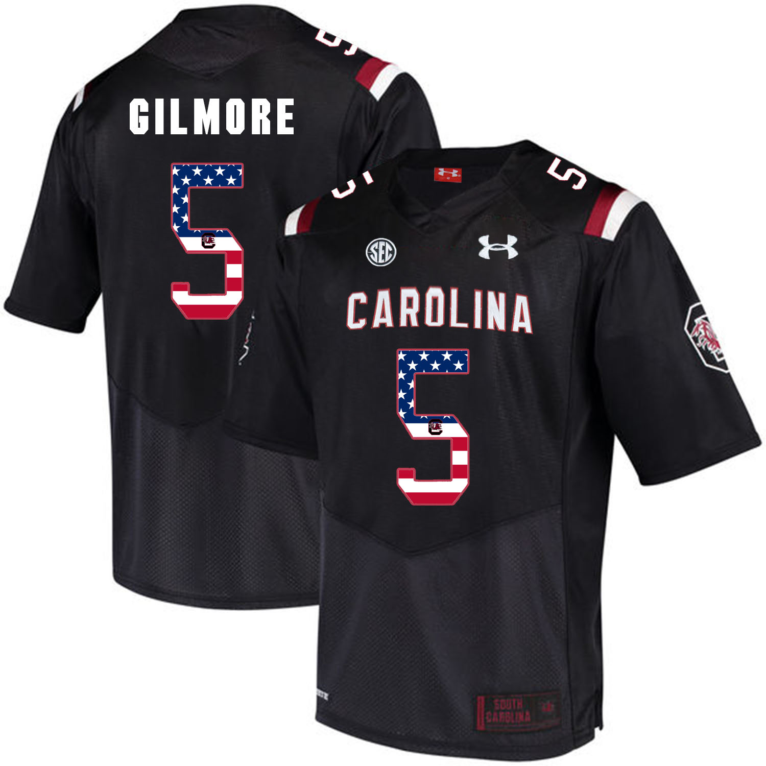 South Carolina Gamecocks 5 Stephon Gilmore Black USA Flag College Football Jersey