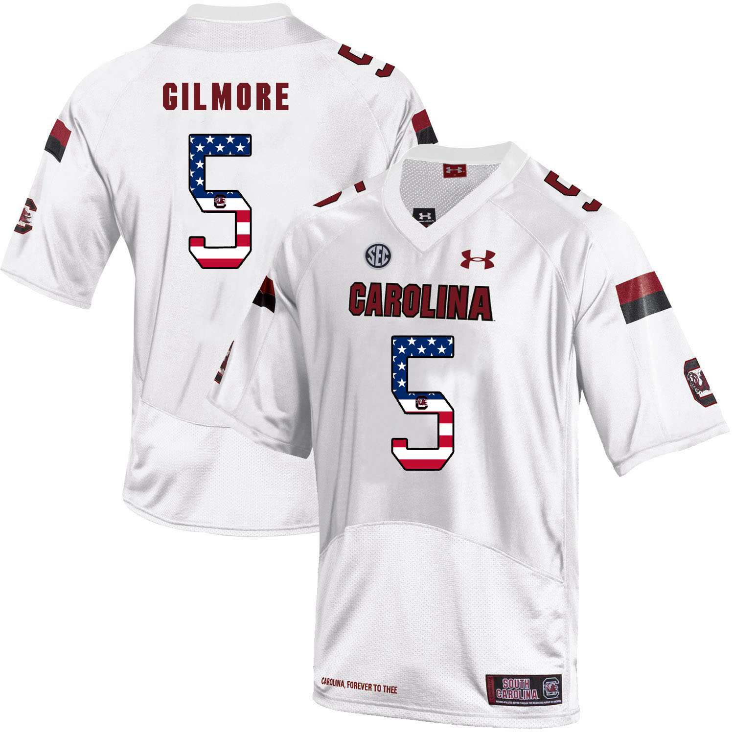 South Carolina Gamecocks 5 Stephon Gilmore White USA Flag College Football Jersey