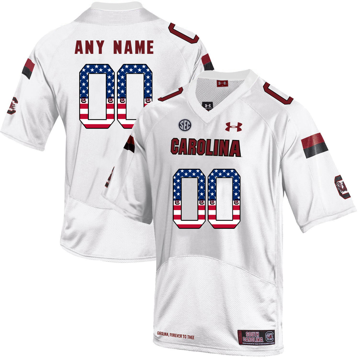 South Carolina Gamecocks White Customized USA Flag College Football Jersey