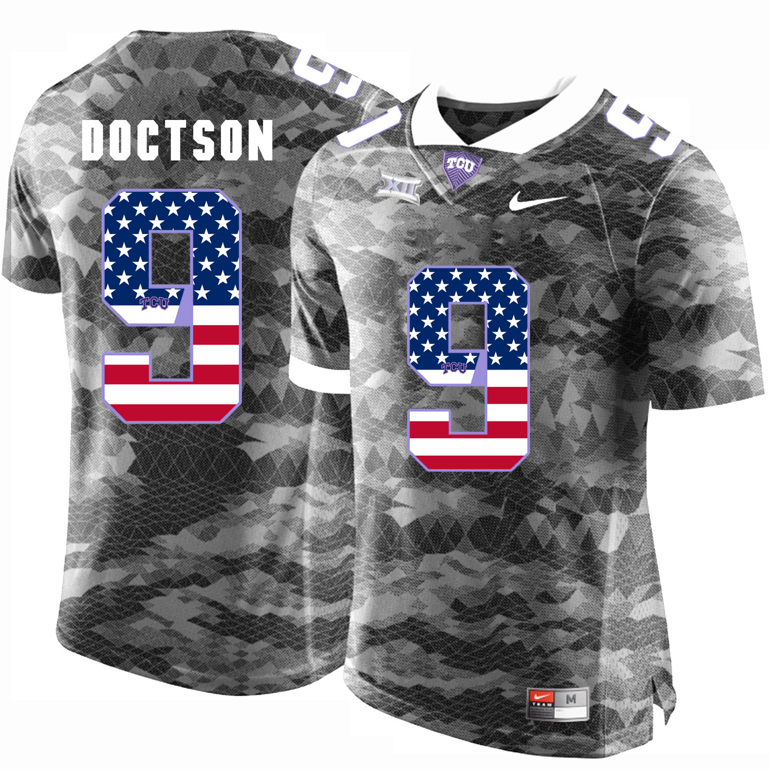 TCU Horned Frogs 9 Josh Doctson Gray USA Flag College Football Jersey