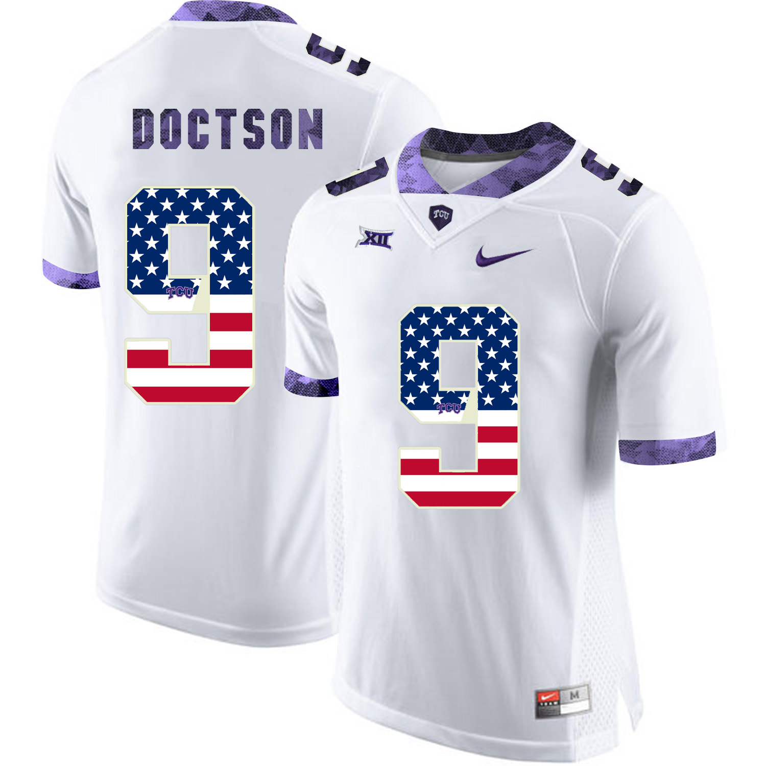 TCU Horned Frogs 9 Josh Doctson White USA Flag College Football Jersey