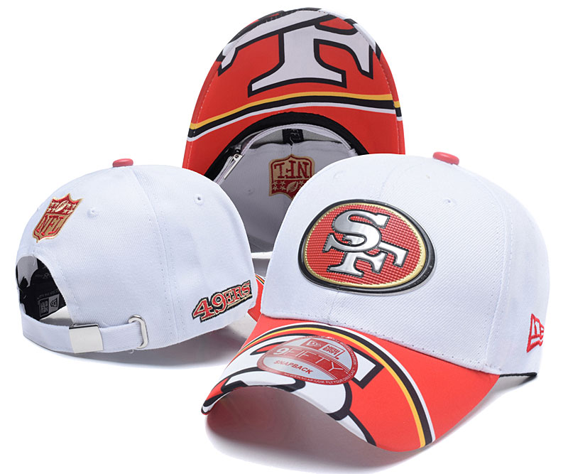 49ers Team Logo White Peaked Adjustable Hat SG