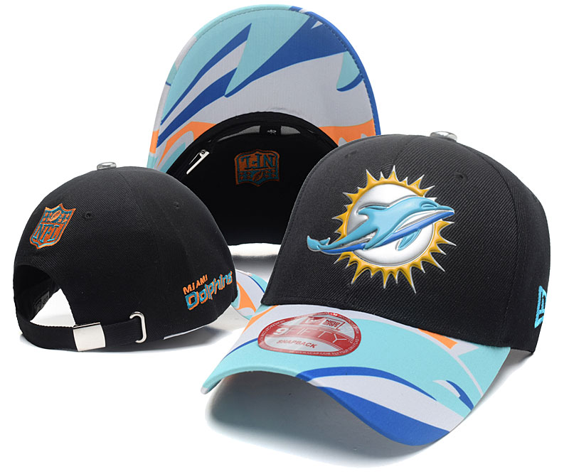 Dolphins Team Logo Black Peaked Adjustable Hat SG
