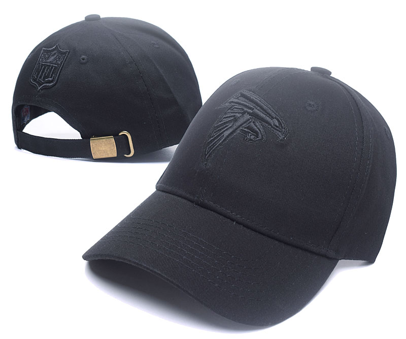 Falcons Fresh Logo All Black Peaked Adjustable Hat SG - Click Image to Close