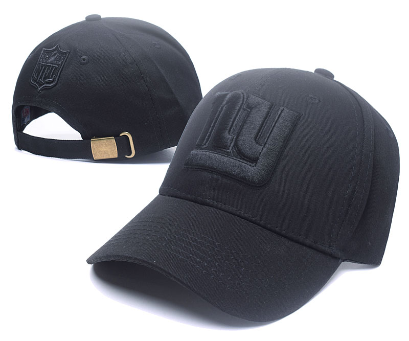 New York Giants Fresh Logo All Black Peaked Adjustable Hat SG