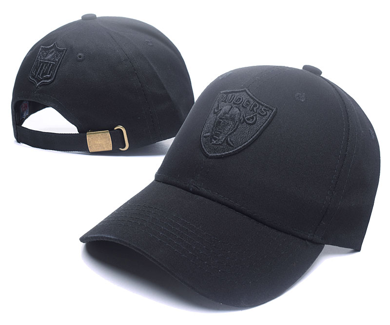 Raiders Fresh Logo All Black Peaked Adjustable Hat SG