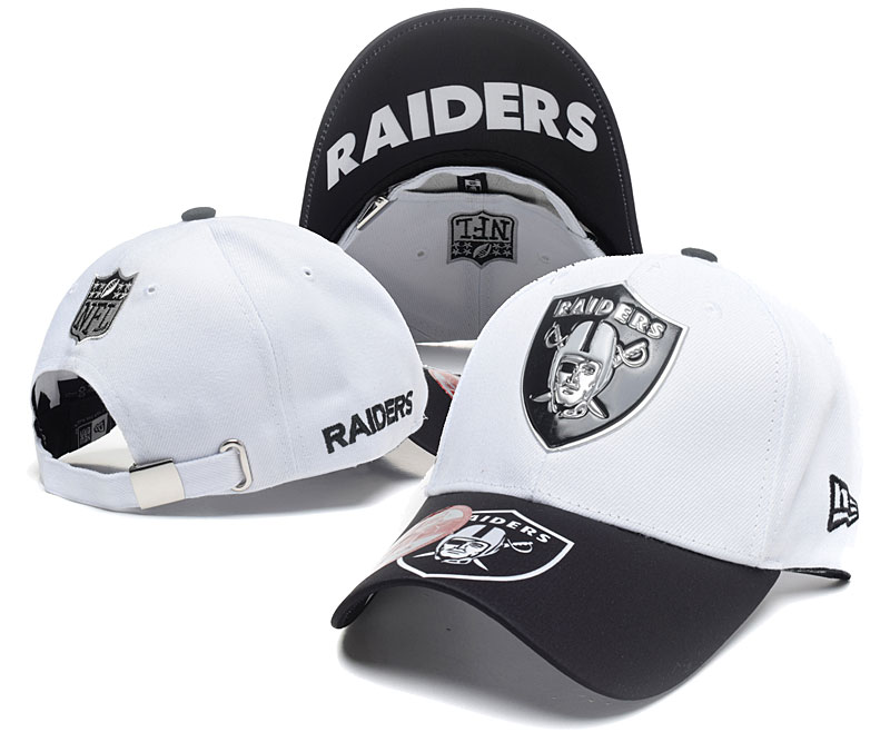 Raiders Team Logo White Peaked Adjustable Hat SG