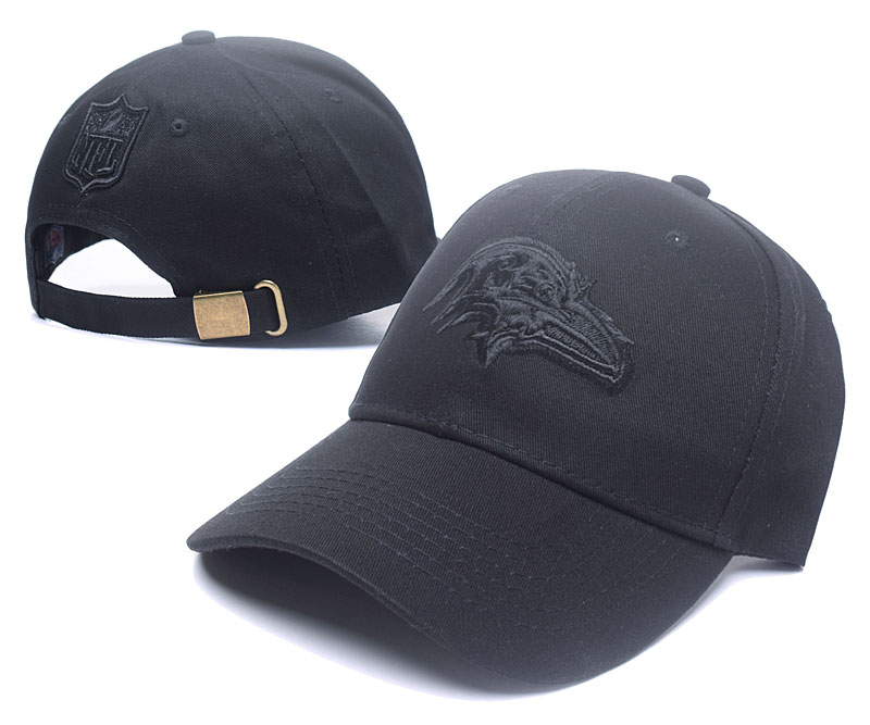 Ravens Fresh Logo All Black Peaked Adjustable Hat SG