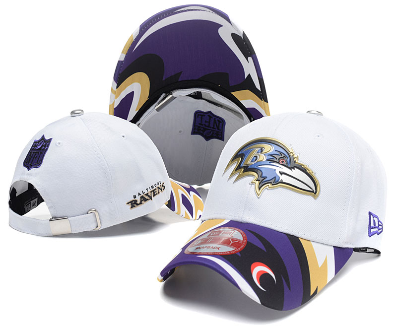 Ravens Team Logo White Peaked Adjustable Hat SG