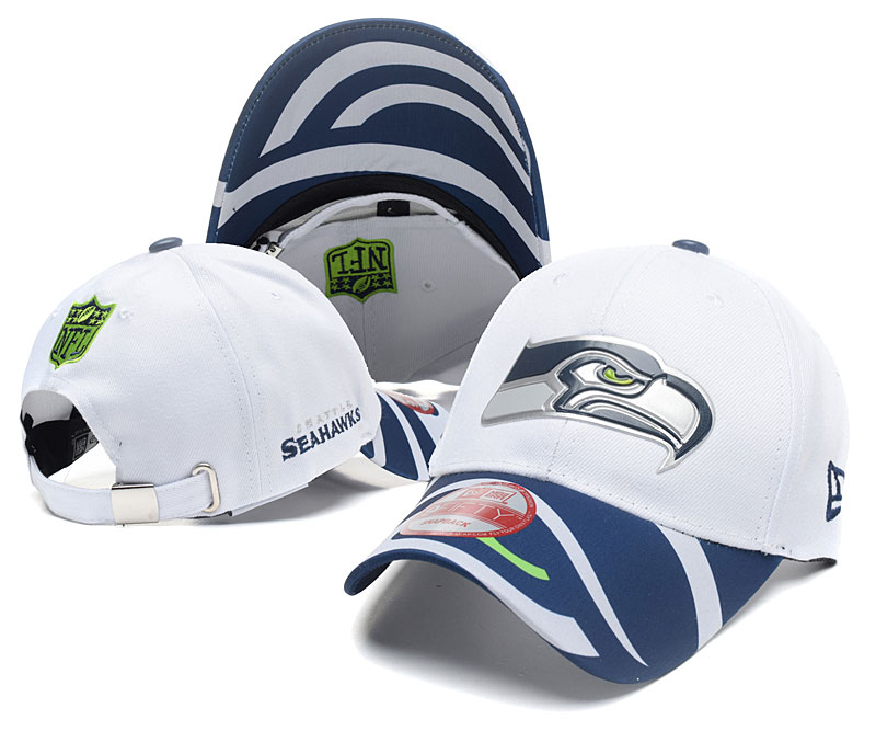 Seahawks Team Logo White Peaked Adjustable Hat SG