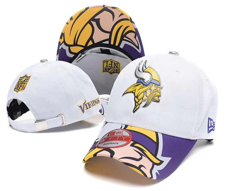 Vikings Team Logo White Peaked Adjustable Hat SG