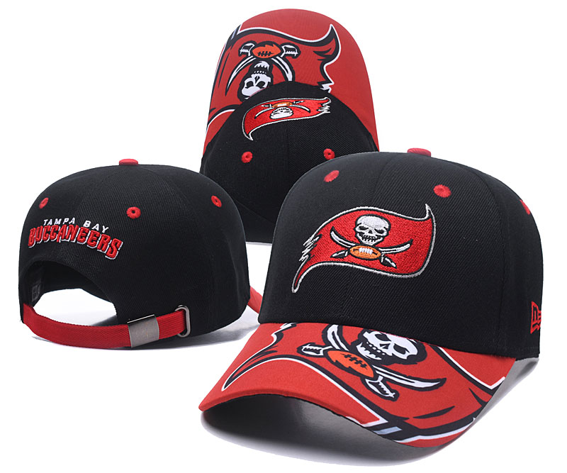 Buccaneers Team Logo Black Red Peaked Adjustable Hat TX