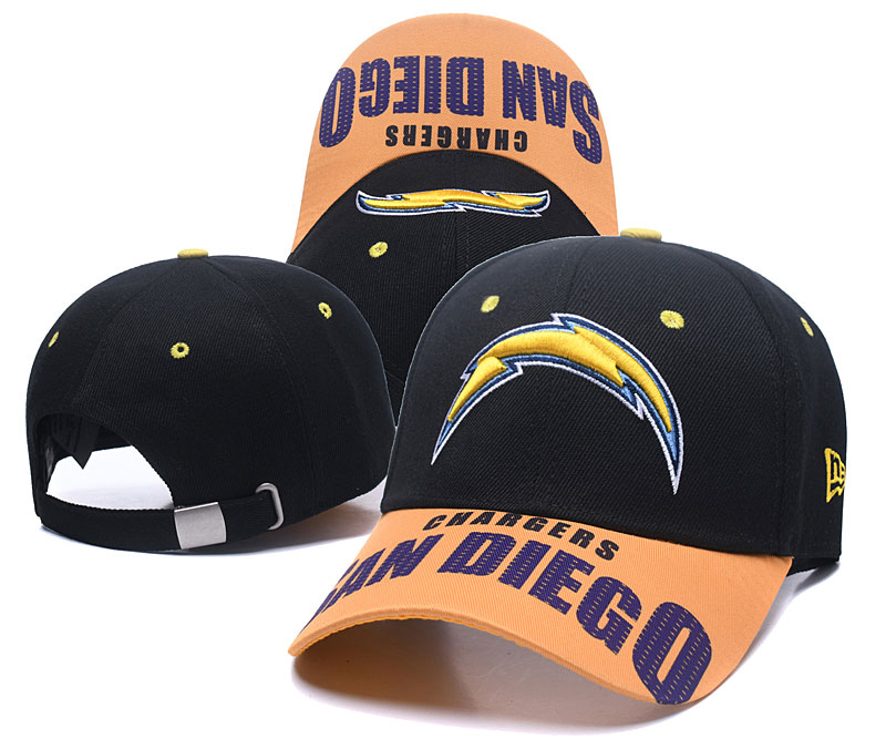 Chargers Team Logo Black Peaked Adjustable Hat TX