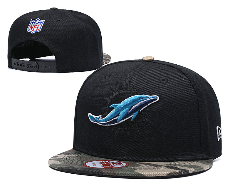 Dolphins Team Logo Black Camo Adjustable Hat TX