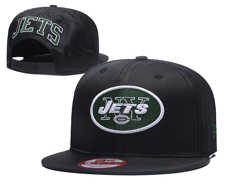 Jets Team Logo All Black Adjustable Hat TX