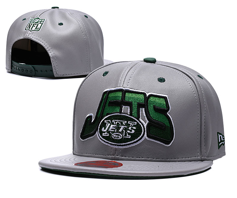 Jets Team Logo All Gray Adjustable Hat TX - Click Image to Close