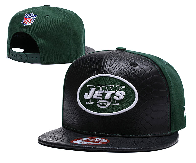 Jets Team Logo Black Green Adjustable Hat TX - Click Image to Close