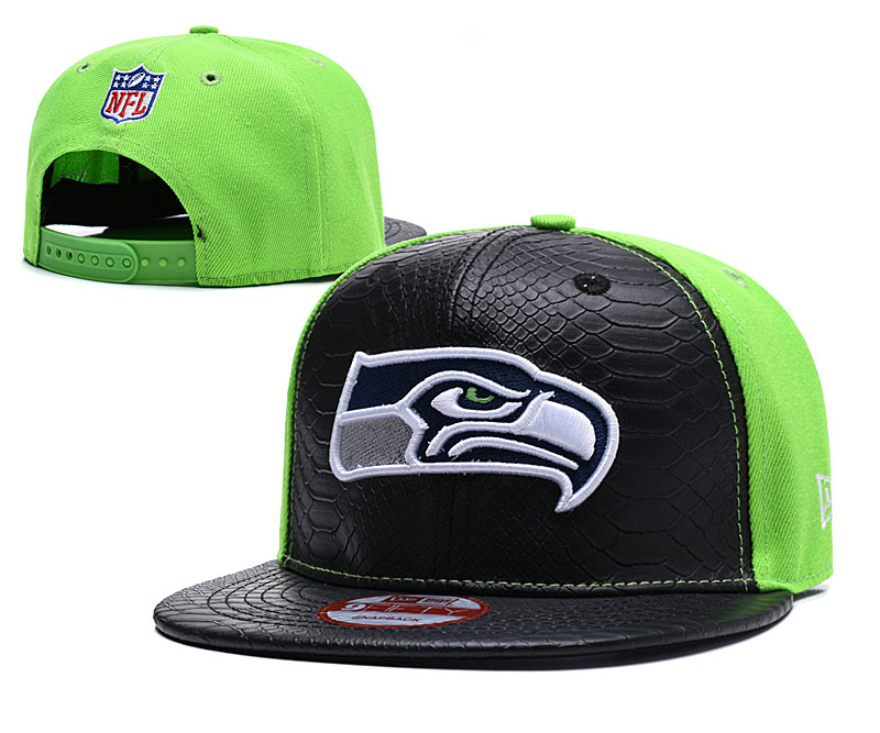 Seahawks Team Logo Black Green Adjustable Hat TX