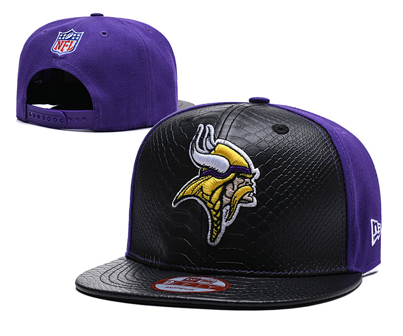 Vikings Team Logo Black Purple Adjustable Hat TX