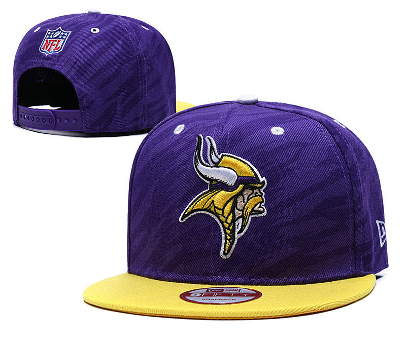 Vikings Team Logo Purple Yellow Adjustable Hat LH