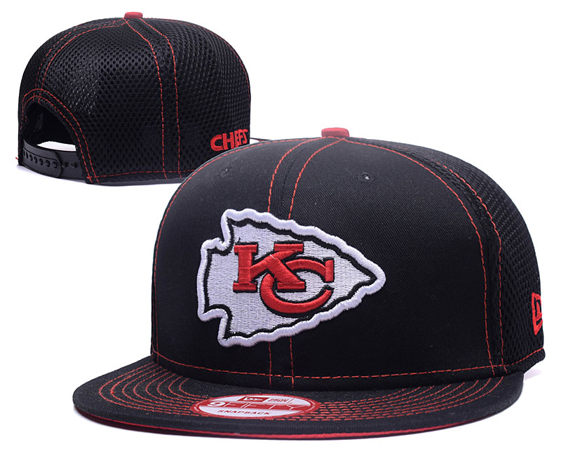 Chiefs Team Logo Black Cloth Hollow Carved Adjustable Hat GS
