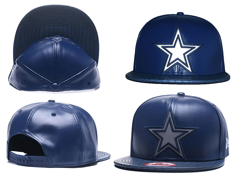 Cowboys Fresh Logo All Navy Leather Adjustable Hat GS