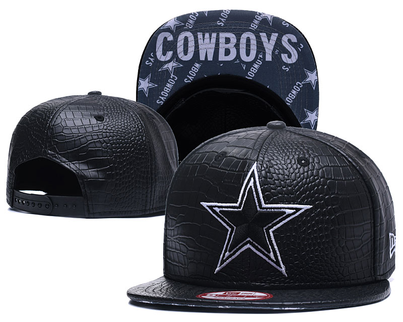 Cowboys Fresh Logo Black Leather Adjustable Hat GS