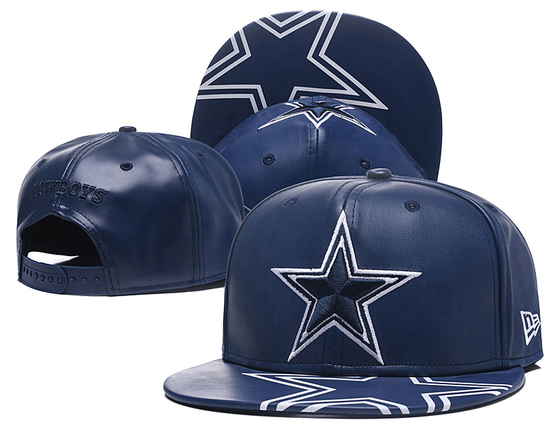 Cowboys Fresh Logo Navy Leather Adjustable Hat GS