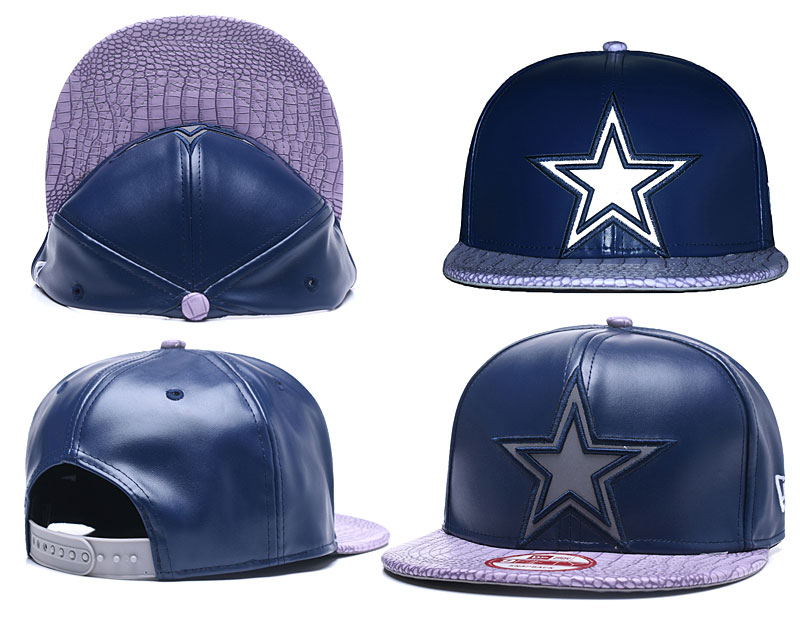 Cowboys Team Logo Navy Leather Adjustable Hat GS