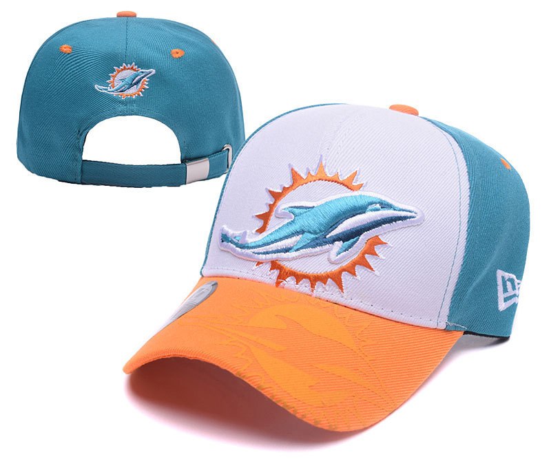 Dolphins Team Logo White Blue Peaked Adjustable Hat YD