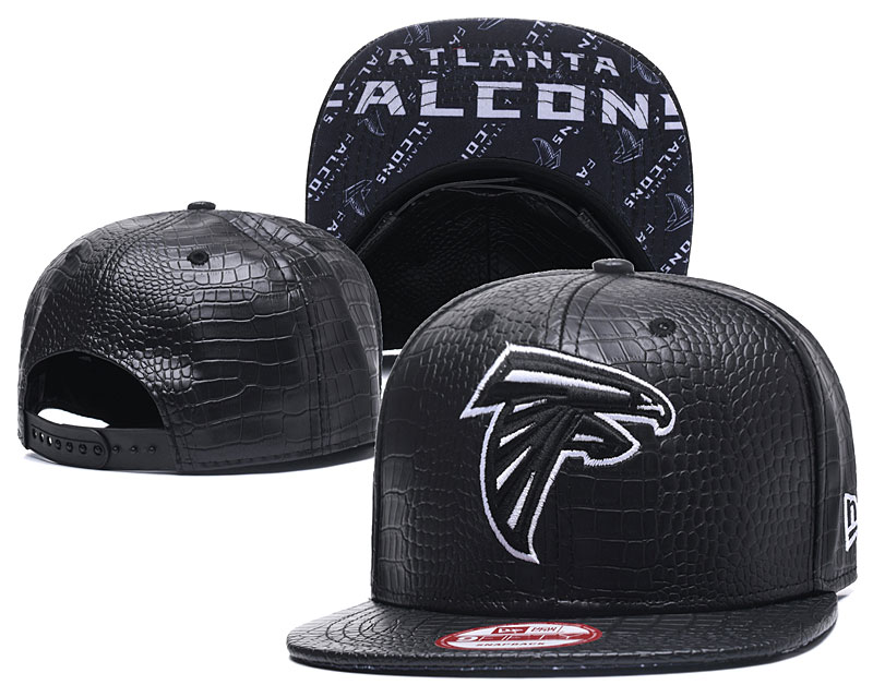 Falcons Fresh Logo All Black Leather Adjustable Hat GS