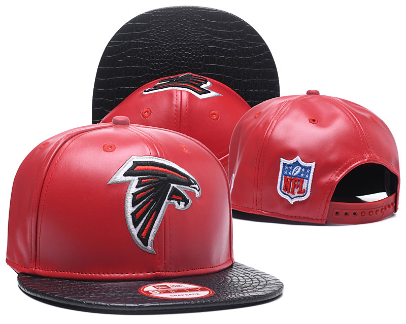 Falcons Fresh Logo Red Black Leather Adjustable Hat GS